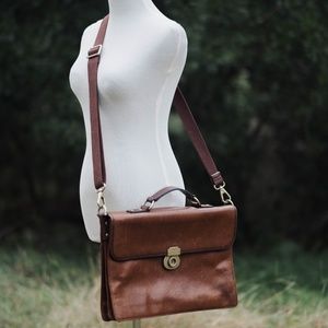 Fossil | Brown Leather Crossbody Laptop Bag